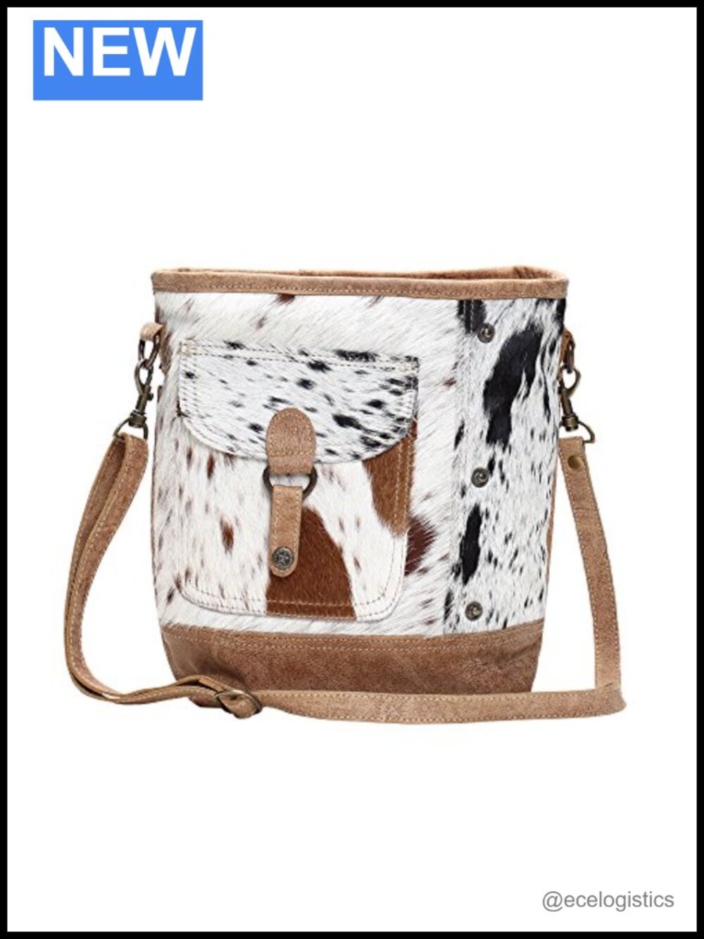 Genuine Hair-On Cowhide Leather Crossbody Bag with Front Pocket